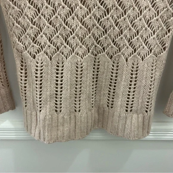 Anthropologie Field Flower Cardigan small tan beige wool cashmere crochet - Picture 10 of 13